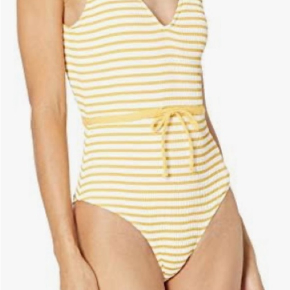 Body Glove Yellow and White Striped Bikini Top